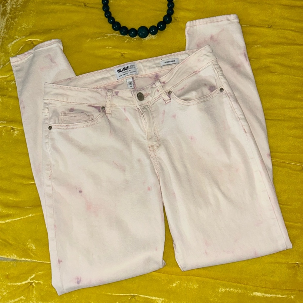 William Rast Size 28 Pink Splattered Jeggings